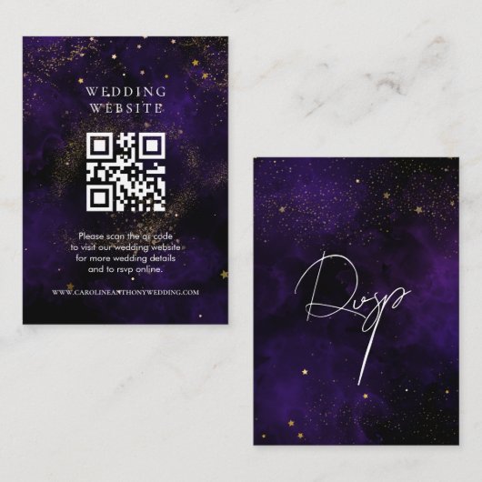 Weddenschap Website Qr Code Dark Paars Magical Gol Informatiekaartje (Voorkant / Achterkant)