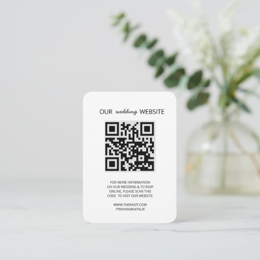 Weddenschap Website QR Code Foto RSVP Card Informatiekaartje (Staand voorkant)