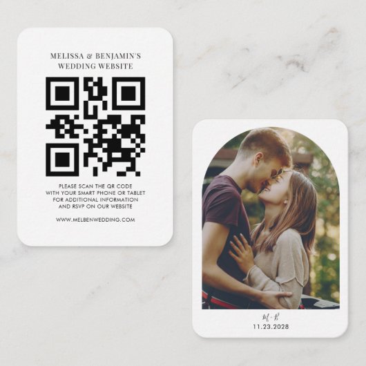 Weddenschap Website QR Code Foto RSVP Informatiekaartje (Voorkant / Achterkant)