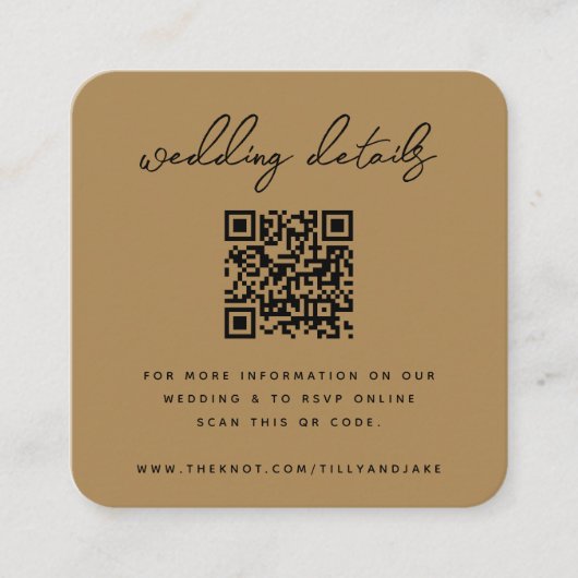 Weddenschap Website | QR-code Gold Minimale foto R Informatiekaartje (Voorkant)
