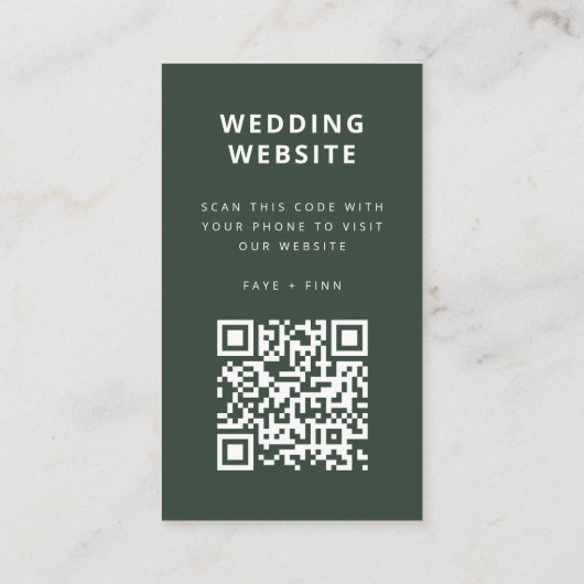 Weddenschap Website | QR Code Green Scandi Minimal Informatiekaartje (Achterkant)