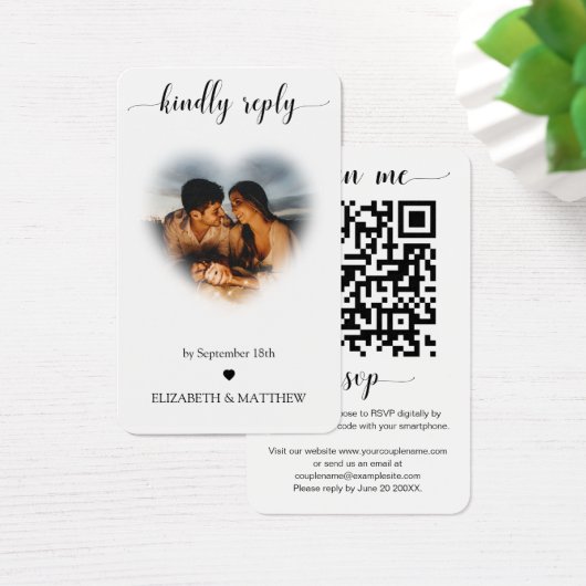 Weddenschap Website QR Code Hart Lijst Foto RSVP Visitekaartje (Bureau)