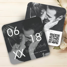 Weddenschap Website QR Code Minimal Photo Wedding  Informatiekaartje