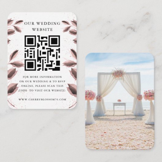 Weddenschap Website | QR-code Minimale foto RSVP e Informatiekaartje (Voorkant / Achterkant)