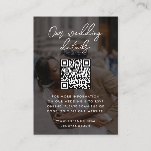 Weddenschap Website | QR-code minimalistisch foto  Informatiekaartje (Voorkant)
