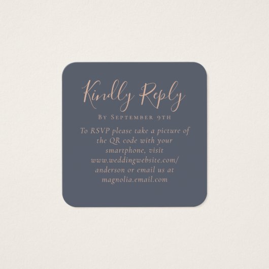 Weddenschap Website QR Code RSVP Vierkante Visitekaartjes (Voorkant)