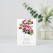 Weddenschap Website QR Code Strawberry en Peonies Informatiekaartje (Staand voorkant)