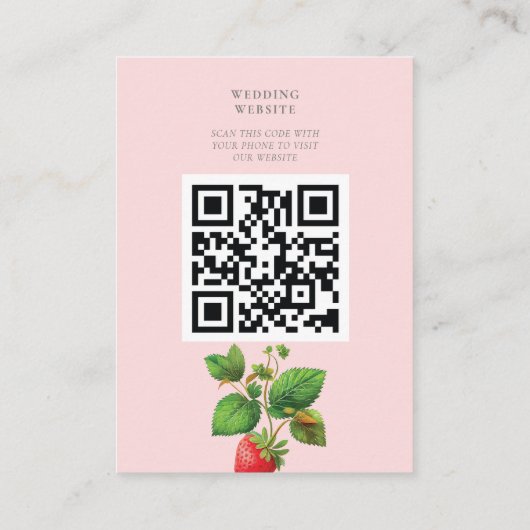 Weddenschap Website QR Code Strawberry en Peonies Informatiekaartje (Achterkant)