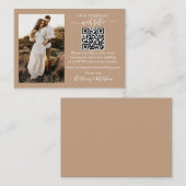 Weddenschap Website QR Foto Taupe Enclosure Kaart (Voorkant / Achterkant)