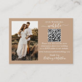 Weddenschap Website QR Foto Taupe Enclosure Kaart (Voorkant)