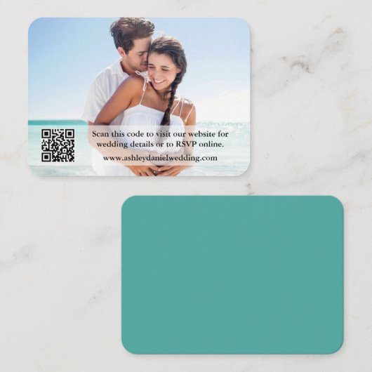 Weddenschap Website QR Overlay Foto Blauwgroen Informatiekaartje (Voorkant / Achterkant)