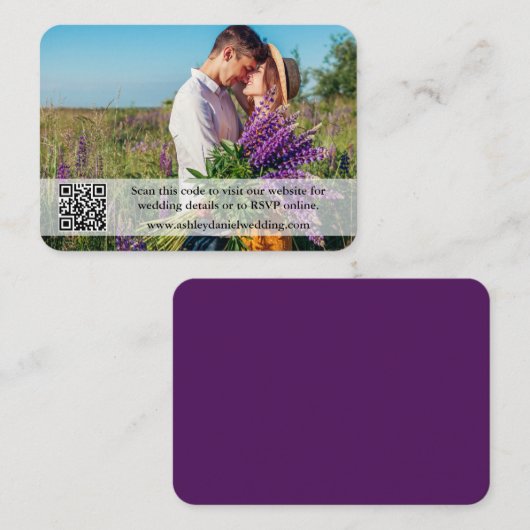 Weddenschap Website QR Overlay Foto Paars Informatiekaartje (Voorkant / Achterkant)
