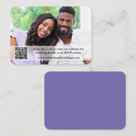 Weddenschap Website QR Overlay Foto Periwinkle Informatiekaartje (Voorkant / Achterkant)