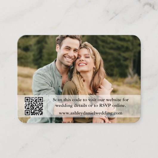 Weddenschap Website QR Overlay Foto Taupe Informatiekaartje (Voorkant)