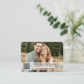 Weddenschap Website QR Overlay Foto Taupe Informatiekaartje (Staand voorkant)