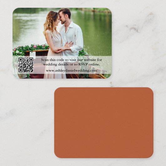 Weddenschap Website QR Overlay Foto Terracotta Informatiekaartje (Voorkant / Achterkant)