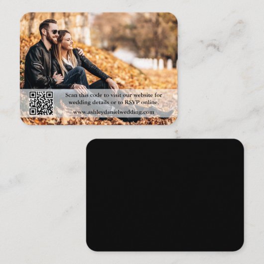 Weddenschap Website QR Overlay Foto zwart Informatiekaartje (Voorkant / Achterkant)