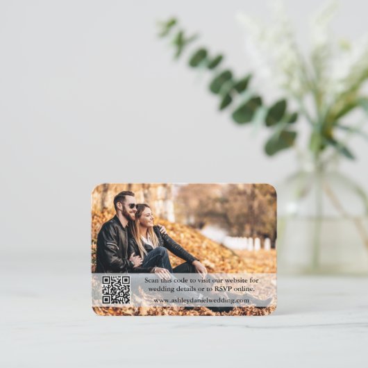 Weddenschap Website QR Overlay Foto zwart Informatiekaartje (Staand voorkant)