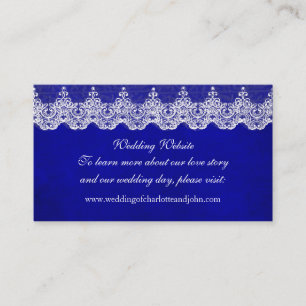Weddenschap Website Royal White Blue Cobalt Lace Informatiekaartje