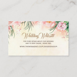 Weddenschap Website Roze Tropische Bloemen & Palm Visitekaartje