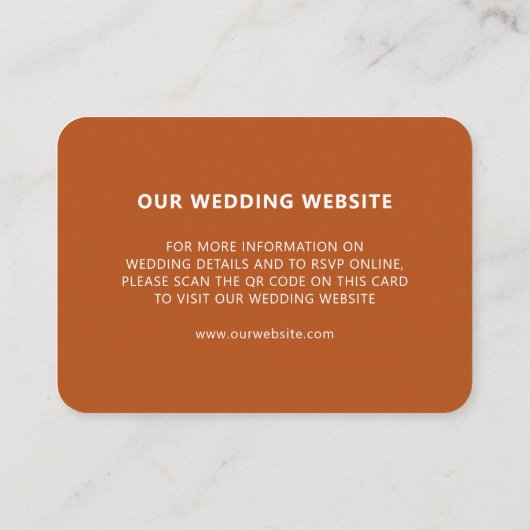 Weddenschap Website RSVP Online QR Code Terracotta Informatiekaartje (Achterkant)
