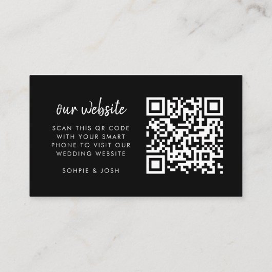 Weddenschap Website | RSVP QR-code Modern Black Informatiekaartje (Achterkant)
