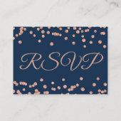 Weddenschap Website RSVP Roos Gold Confetti Navy Informatiekaartje (Achterkant)