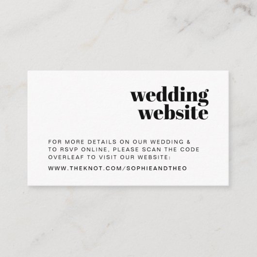 Weddenschap Website | RSVP Scannable QR Code Retro Informatiekaartje (Voorkant)