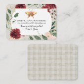 Weddenschap Website RSVP Waterverf herfst Floral G Visitekaartje (Voorkant / Achterkant)