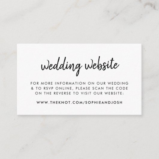 Weddenschap Website | Scannable QR Code Minimal Informatiekaartje (Voorkant)