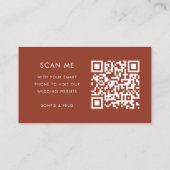 Weddenschap Website | Terracotta Burnt Oranje QR C Informatiekaartje (Achterkant)
