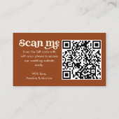Weddenschap Website Terracotta Retro RSVP QR Code Informatiekaartje (Achterkant)