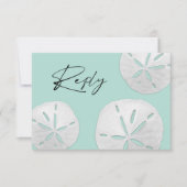 Weddenschap Website Zee Glass Sand Dollars Beach RSVP Kaartje (Voorkant)
