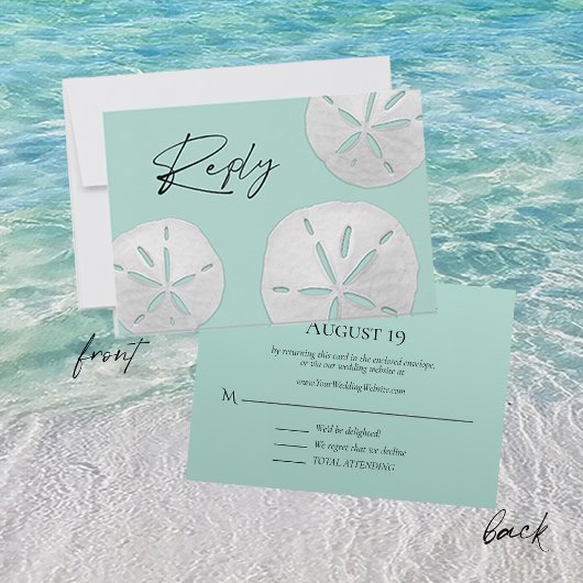 Weddenschap Website Zee Glass Sand Dollars Beach RSVP Kaartje