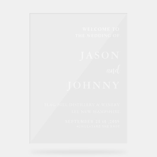 Weddenschap Welkom Acryl Bord (Voorkant)