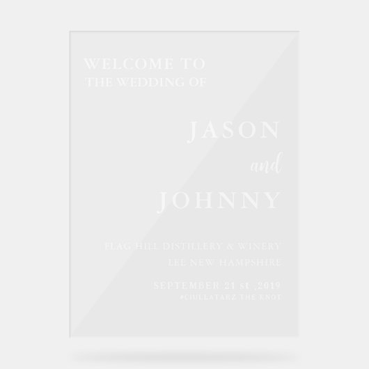 Weddenschap Welkom Acryl Bord (Voorkant)