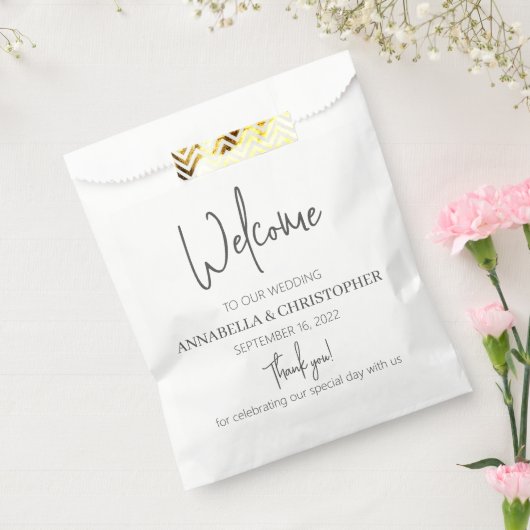 Weddenschap Welkom Bedankt Chic Elegant Favor Bag Bedankzakje (Gezegeld)