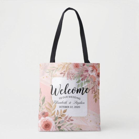 Weddenschap Welkom Dank je cadeautje Elegant Flowe Tote Bag (Voorkant)