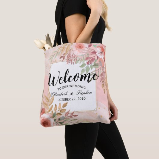 Weddenschap Welkom Dank je cadeautje Elegant Flowe Tote Bag (Dichtbij)