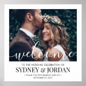 Weddenschap Welkom Elegant Calligraphy Square Foto Poster (Voorkant)