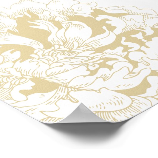 Weddenschap Welkom Gold Elegant Peony Floral Poster (Hoek)