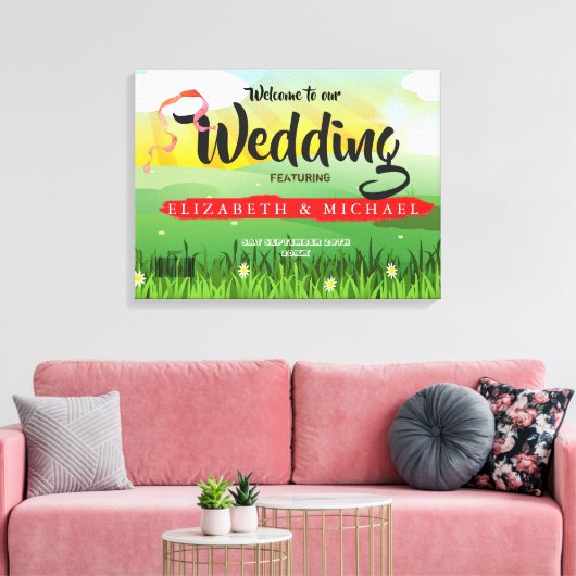 Weddenschap Welkom Modern Rustic Festival Wedfest Canvas Afdruk (Insitu (Woonkamer))