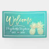Weddenschap Welkome Golden Pineapple Blauwgroen Ro Spandoek (Horizontaal)