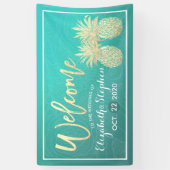 Weddenschap Welkome Golden Pineapple Blauwgroen Ro Spandoek (Verticaal)