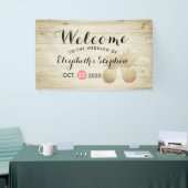 Weddenschap Welkome gouden ananas Paars Rustic Woo Spandoek (Beurs)