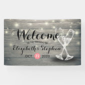 Weddenschap Welkomstbanner Champagne Glass Wood Li Spandoek (Horizontaal)