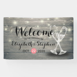 Weddenschap Welkomstbanner Champagne Glass Wood Li Spandoek