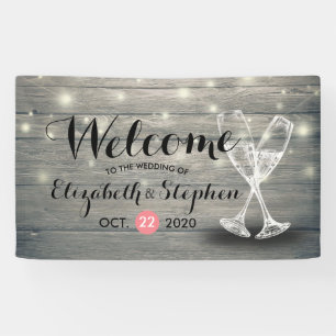 Weddenschap Welkomstbanner Champagne Glass Wood Li Spandoek