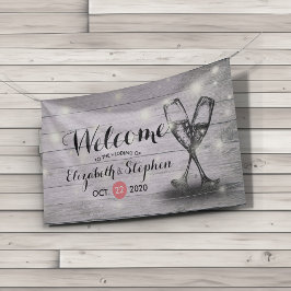 Weddenschap Welkomstbanner Champagne Glass Wood Li Spandoek