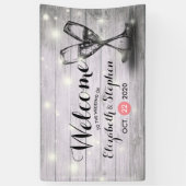 Weddenschap Welkomstbanner Champagne Glass Wood Li Spandoek (Verticaal)
